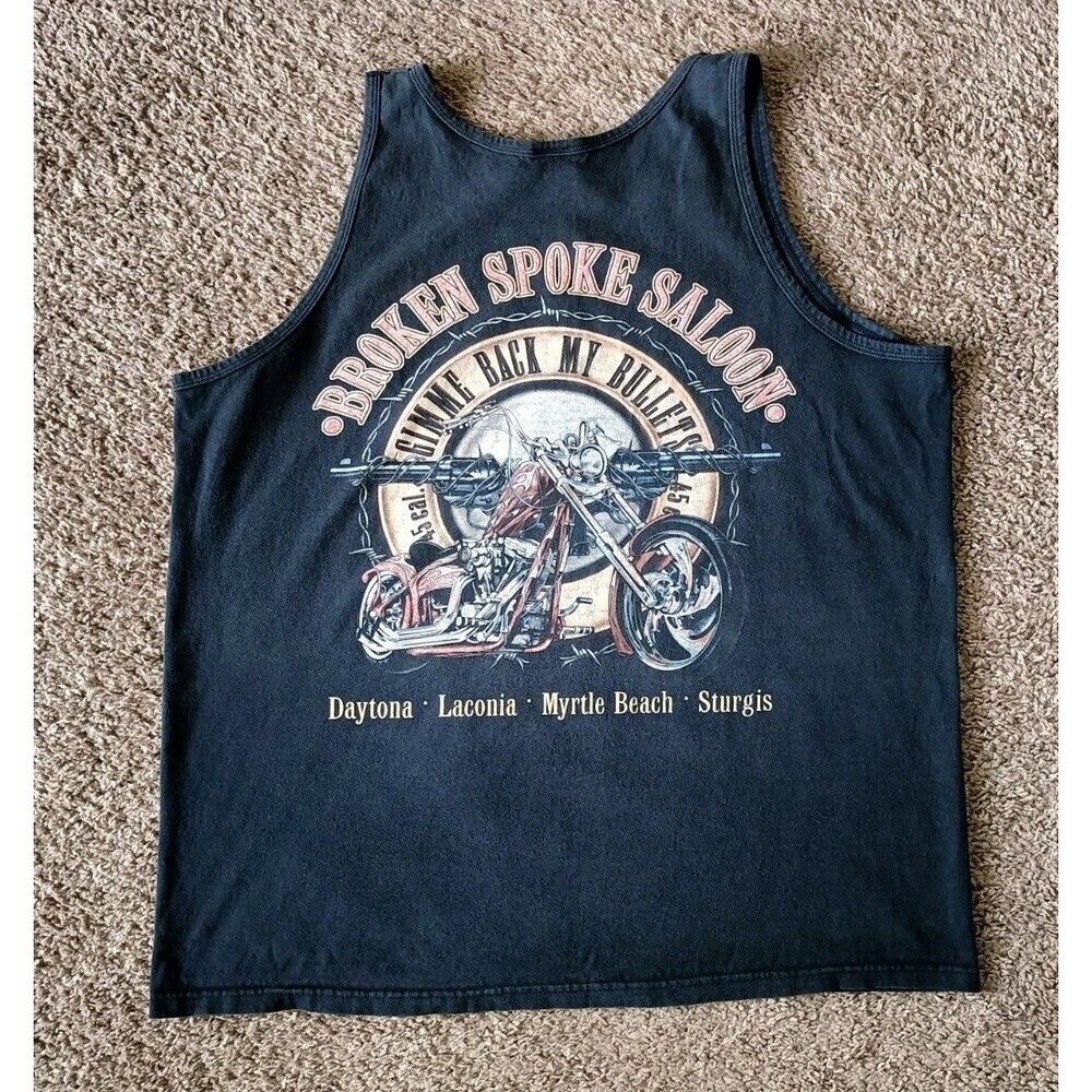 Broken Spoke Saloon Motorcycle Muscle Shirt Men's XL Black Sleeveless